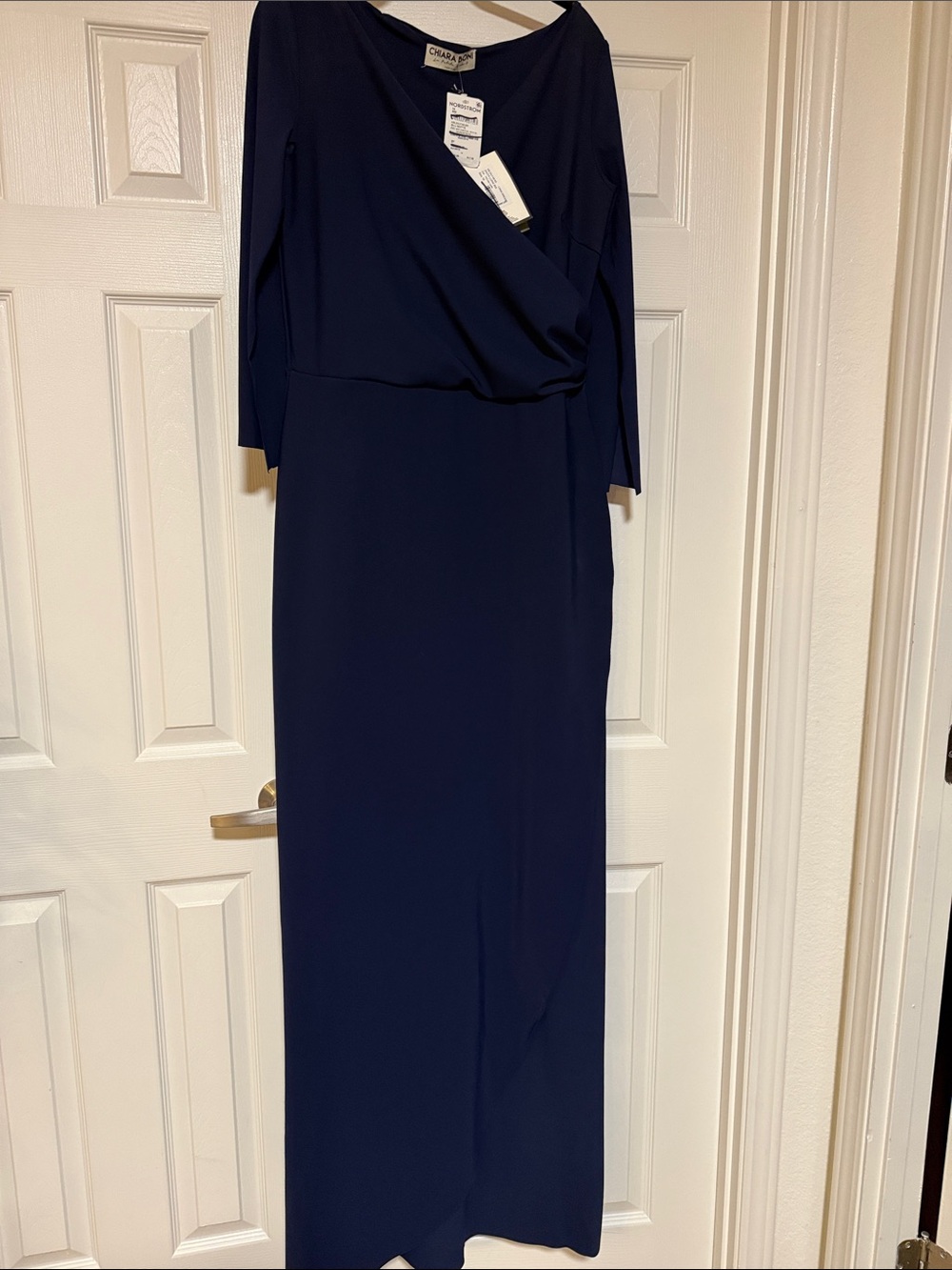 Chiara Boni Navy Long-Sleeve Wrap Maxi Dress size 16